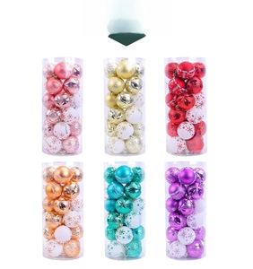 Assorted colorful Christmas balls set with diverse textures in cylindrical tube packaging