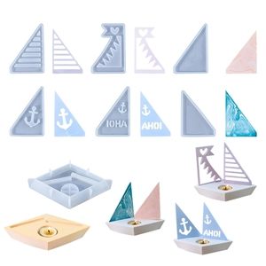 Set di stampi in silicone per portacandele a vela con disegni di ancore e cuori