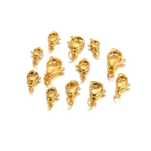 Gold plated stainless steel lobster clasps in various sizes for DIY jewelry making