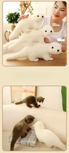 Lontre di peluche in tre dimensioni (33cm, 38cm, 45cm) mostrate in bianco e marrone scuro