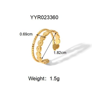 Detailed dimensions of gold vintage floral crown ring with 1.82cm diameter measurement
