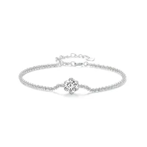 925 Sterling Silver Moissanite Bracelet For Women Minimalist Six-Prong Round Cut 1ct Moissanite Bracelet Jewelry Gift