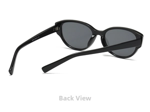 Vue arrière des lunettes œil de chat montrant la monture noire et les dimensions