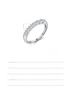 Detailed size chart and specifications for S925 sterling silver moissanite band ring