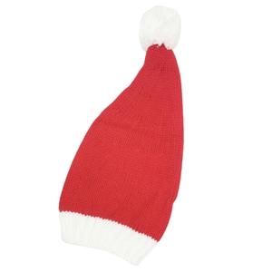 Bonnet de Noël classique tricoté rouge et blanc avec pompon et bordure en peluche