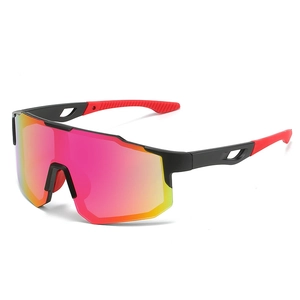 Sport cycling sunglasses with gradient color lens and black matte large frame design