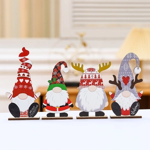 Christmas Gnome Wooden Ornament Reindeer Antler Faceless Old Man Desktop Decoration DIY Standing Tabletop Festive Holiday Decor