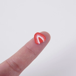 Miniature polymer clay strawberry fruit slices for DIY nail art and slime fillers