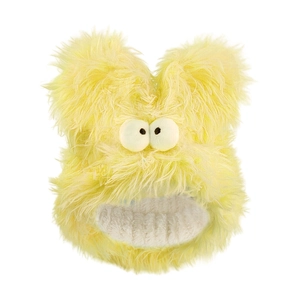 Cute yellow plush monster headband with big eyes for washing face and makeup routines