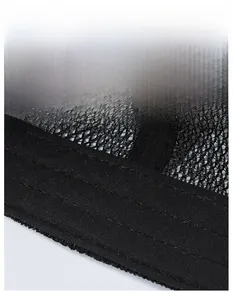 Macro shot of the widened sweatband on this black breathable mesh sports baseball cap