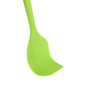 Large one-piece heat resistant green silicone spatula and scraper for cake baking