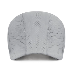 Grey breathable perforated mesh sun hat with lightweight quick-dry fabric for outdoor use