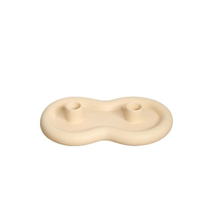 Nordic cream ceramic candle holder with minimalist dual-slot organic infinity design