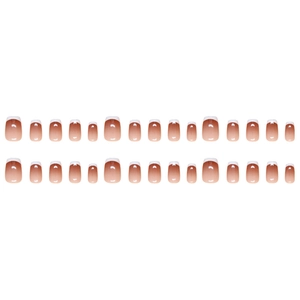 30pcs gradient red-brown to white French ombre press-on nails in square oval shape