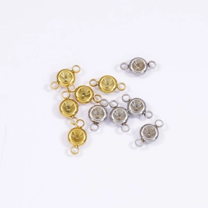 Connecteurs Double Boucle En Acier Inoxydable Pour Sertissage Pierre De Naissance Fabrication Bijoux DIY Finition Miroir