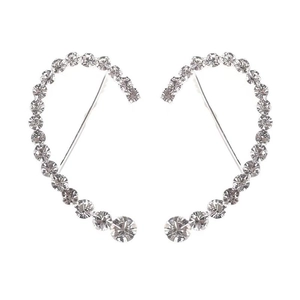 Orecchini a lobo curvi a forma di cuore in argento con strass scintillanti