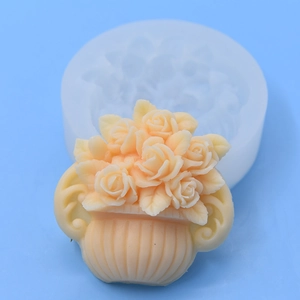 White silicone flower basket mold for DIY cake fondant and chocolate candle making