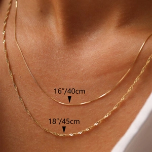 Gold-plated S925 silver wave and box chain necklaces in 40cm and 45cm lengths