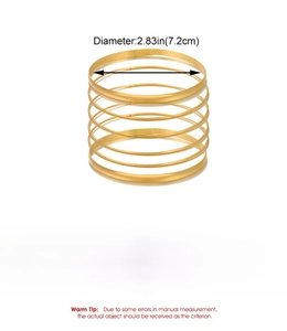Detailed technical specifications for a 7-piece set of gold-colored alloy bangles
