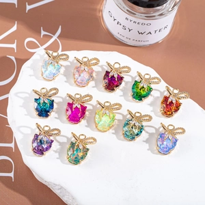 Crystal Bow Pendants Colorful Alloy Inlaid Rhinestone Charms For DIY Jewelry Making Necklaces Earrings Accessories