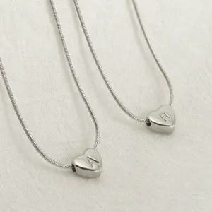 Collana Iniziale Cuore Acciaio Inossidabile Ciondolo Lettera Catena Serpente Gioielli Di Moda Minimalista Donna