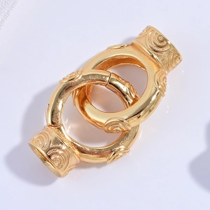 Golden S925 silver clasp with round cloud patterns for pearl jewelry connection