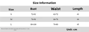 Detailed size chart for summer slim fit U-neck crop top showing S, M, and L measurements