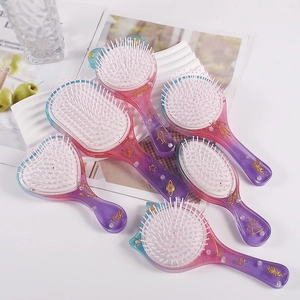 Set de 6 brosses à cheveux à paillettes avec thèmes zodiacaux en dégradé rose et violet
