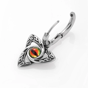 Vintage stainless steel Celtic knot earrings with a colorful evil eye glass gemstone