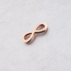 Polished rose gold infinity symbol pendant connector for jewelry making and necklaces