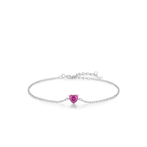 925 Sterling Silver Heart Rhinestone Bracelet For Women Light Luxury Elegant Pink Red Heart Shaped Inlaid Adjustable Chain Bracelet Jewelry Gift