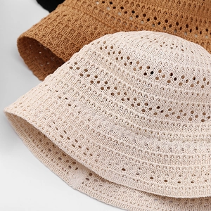 Breathable crochet sun hat for women featuring hollow knit patterns in various colors