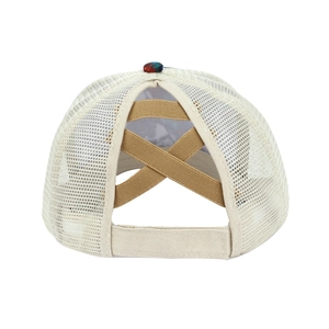 Casquette de baseball en mesh avec bandes croisées pour queue de cheval haute
