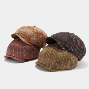 Casquette gavroche rétro rayée pour hommes et femmes disponible en quatre couleurs