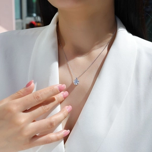 Elegant s925 silver necklace with a round-cut moissanite pendant on a fine O-chain