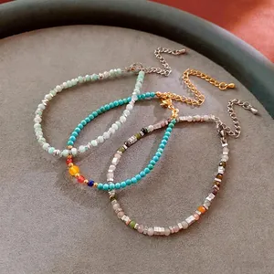 Three natural stone beaded bracelets with silver spacers and adjustable metal chains