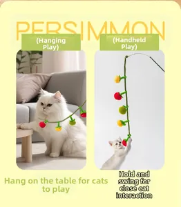 Dual-mode catnip toy showing fixed table hanging and handheld interactive play with kittens