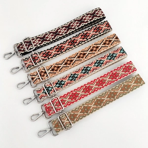 Set of 3.8cm jacquard replacement straps with geometric patterns and metal hooks