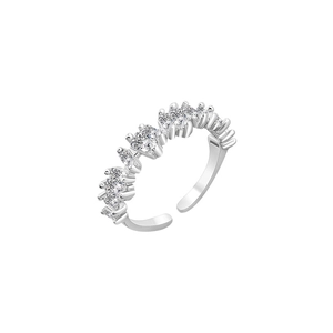 Elegant adjustable silver ring with gradient square zirconias in a minimalist style