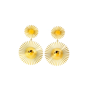 18K gold plated stainless steel sunburst drop earrings with bohemian celestial design