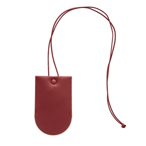 Vintage burgundy leather clochette key holder necklace with adjustable strap