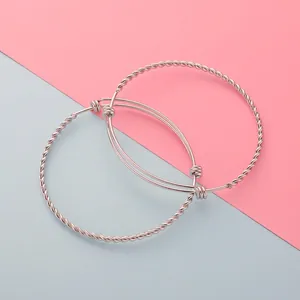 Minimalist 304 Stainless Steel Twisted Bangle And Smooth Adjustable Bracelet Fashion Jewelry For Women Men