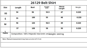 Detailed size guide for beaded poplin shirt including length, chest, and shoulder metrics