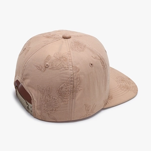 Men's luxury pink baseball cap featuring floral jacquard texture and plastic snapback closure