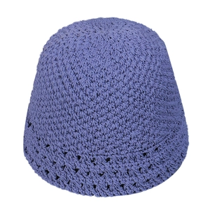 Handcrafted purple crochet bucket hat for summer with premium textured hollow-out weave