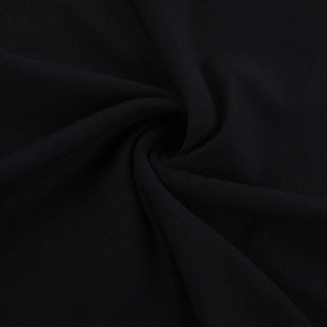 Detailed macro view of high-quality black ribbed knit fabric showing texture and drape