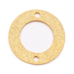 Golden matte finish hollow circular stainless steel pendant with double holes