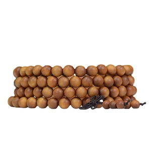 Bracelet 108 perles de prière en bois de santal indonésien avec nœud décoratif noir