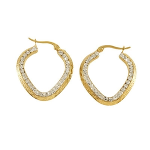Luxurious gold-plated stainless steel heart earrings with sparkling diamond accents