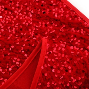 Base per albero di Natale in paillettes rosse scintillanti per decorazione festiva